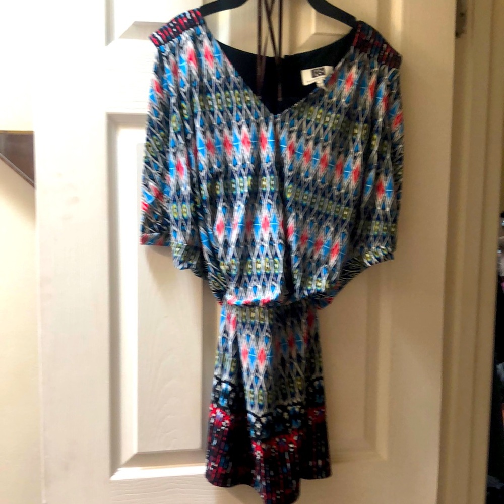 Cropped sleeve blouse top with fitted skirt one peice